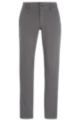 Slim-fit trousers in stretch-cotton satin, Grey