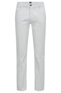 BOSS - Slim-fit trousers in stretch-cotton satin