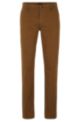  Slim-fit trousers in stretch-cotton satin, Brown