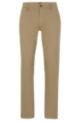  Slim-fit trousers in stretch-cotton satin, Light Brown