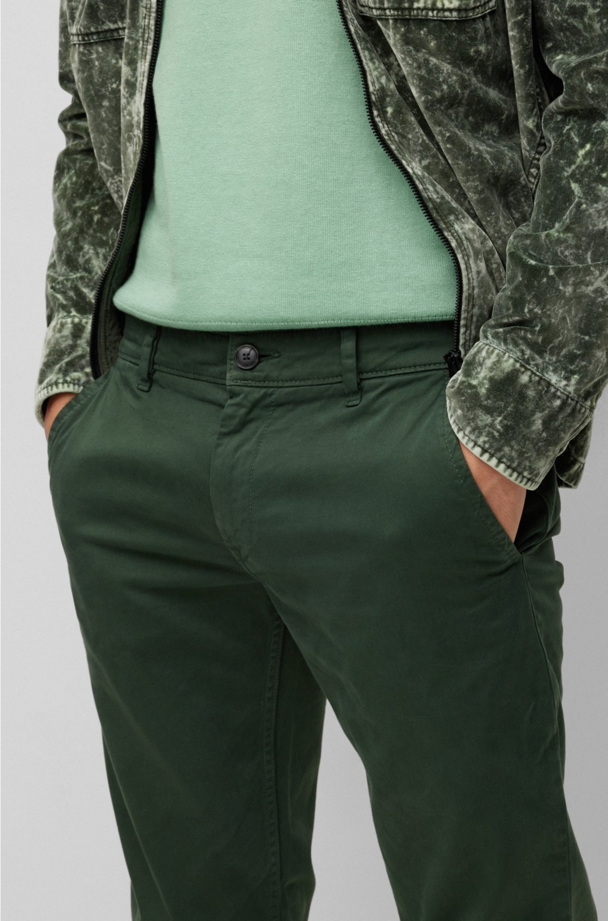 BOSS - Slim-fit trousers in satin