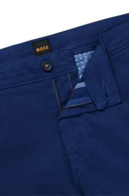 BOSS - Slim-Fit Hose aus elastischem Baumwoll-Satin 
