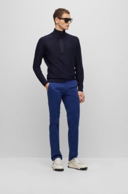 BOSS - Slim-Fit Hose aus elastischem Baumwoll-Satin 