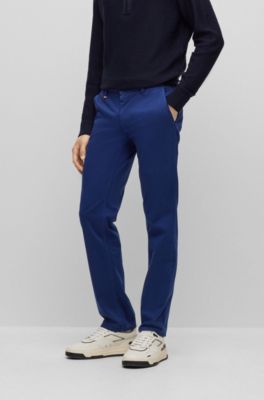 BOSS - Slim-Fit Hose aus elastischem Baumwoll-Satin 