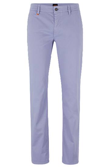 Hugo Boss Slim-fit Trousers In Stretch-cotton Satin In Purple