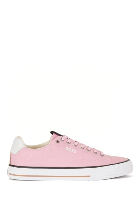 Cotton-canvas trainers with signature-stripe trim, light pink