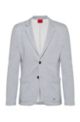 Slim-fit jacket in melange cotton jersey, Light Grey