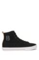 Hightop Sneakers aus Baumwolle mit B-Logo, Schwarz