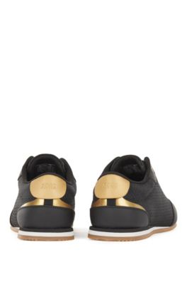 jacquard effect leather monogram trainers