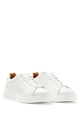 BOSS - Suede lace-up trainers with branded loop