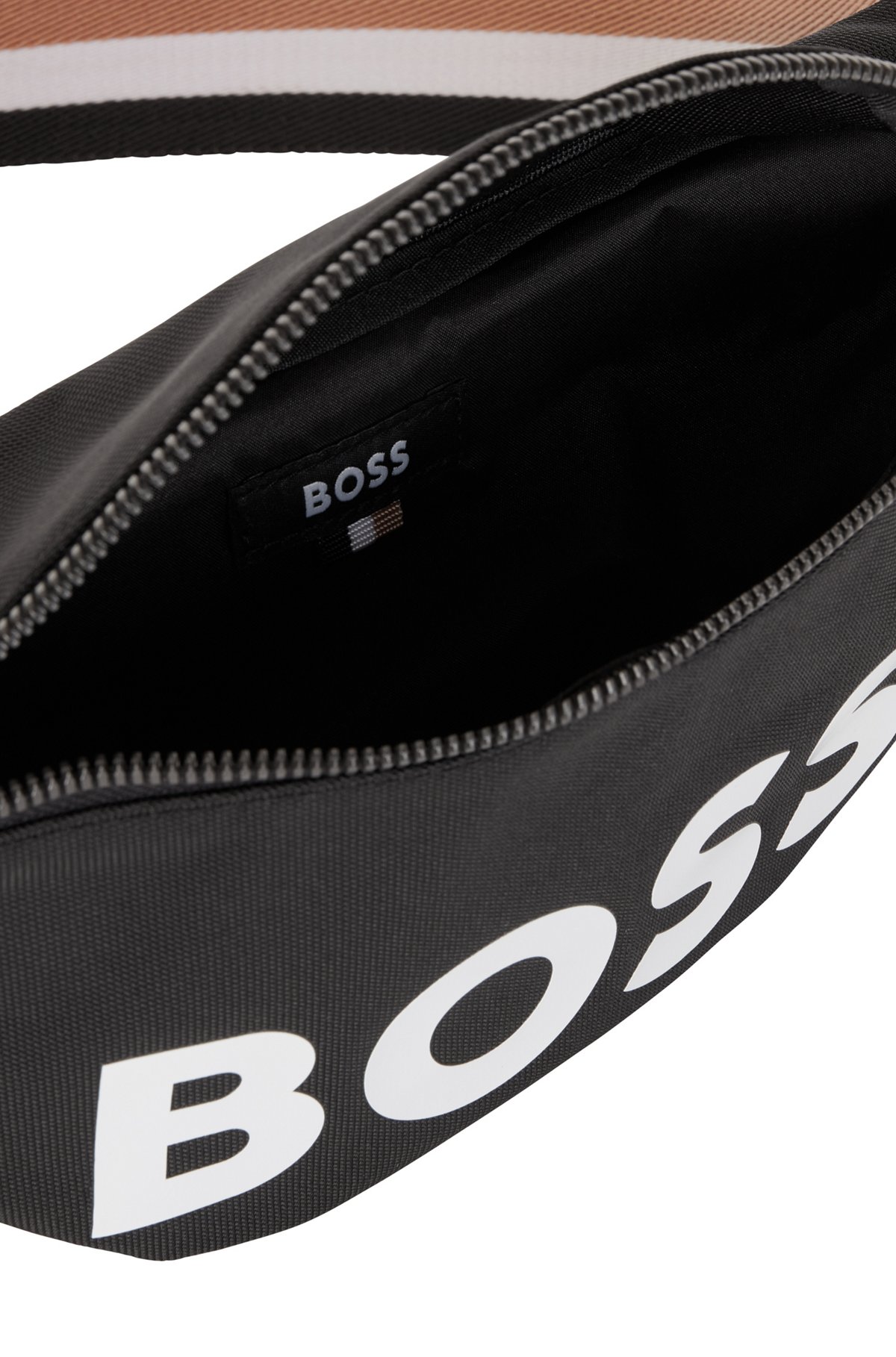 Recycled-nylon belt bag with tonal logo, Black