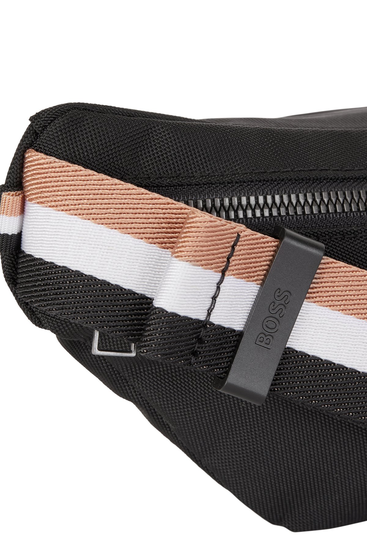Recycled-nylon belt bag with tonal logo, Black