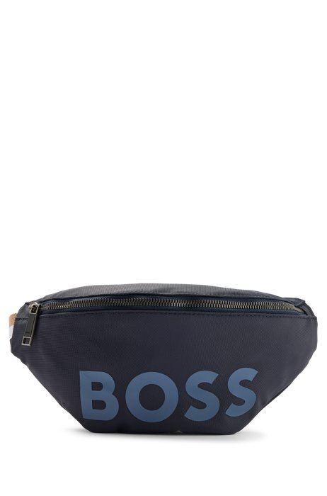 Recycled-nylon belt bag with tonal logo, Dark Blue