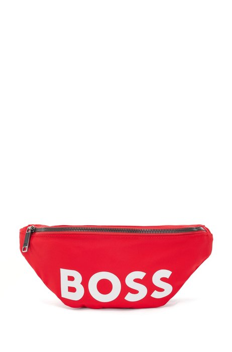 Recycled-nylon belt bag with tonal logo, Red