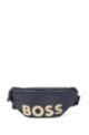 Recycled-material belt bag with contrast logo, Dark Blue