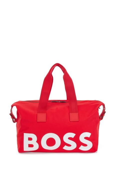 Limón Surtido dividir BOSS - Bolsa de viaje de nylon reciclado con logo extragrande y apliques de  piel