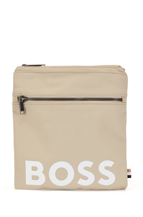 Recycled-nylon envelope bag with printed logo, Light Beige