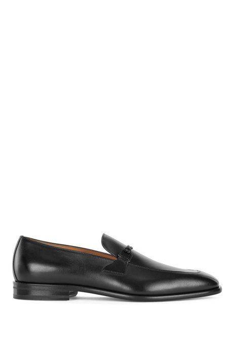 Burnished-leather Italian-crafted loafers with cushioning insole, Black