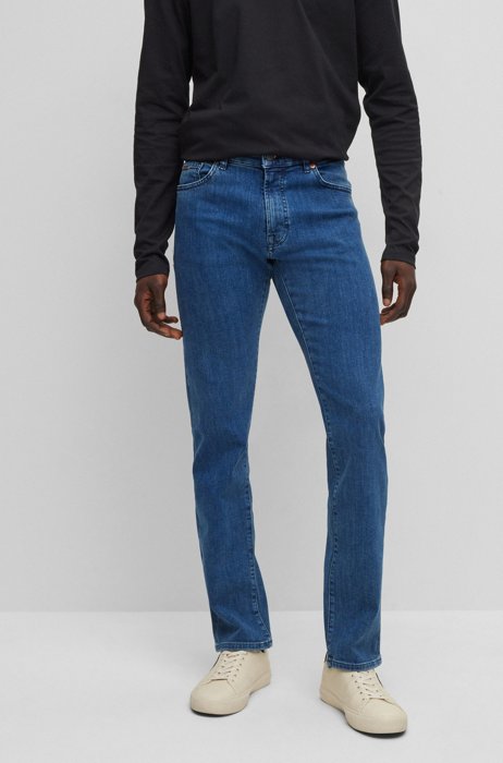 Regular-fit jeans in blue super-stretch denim, Blue