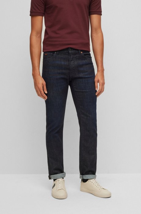 Regular-fit jeans van blauw superelastisch denim, Donkerblauw
