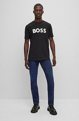 BOSS - Slim-fit jeans in blue super-stretch denim