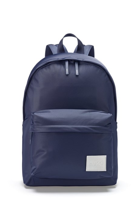 Zip-up backpack with decorative reflective logo, Dark Blue