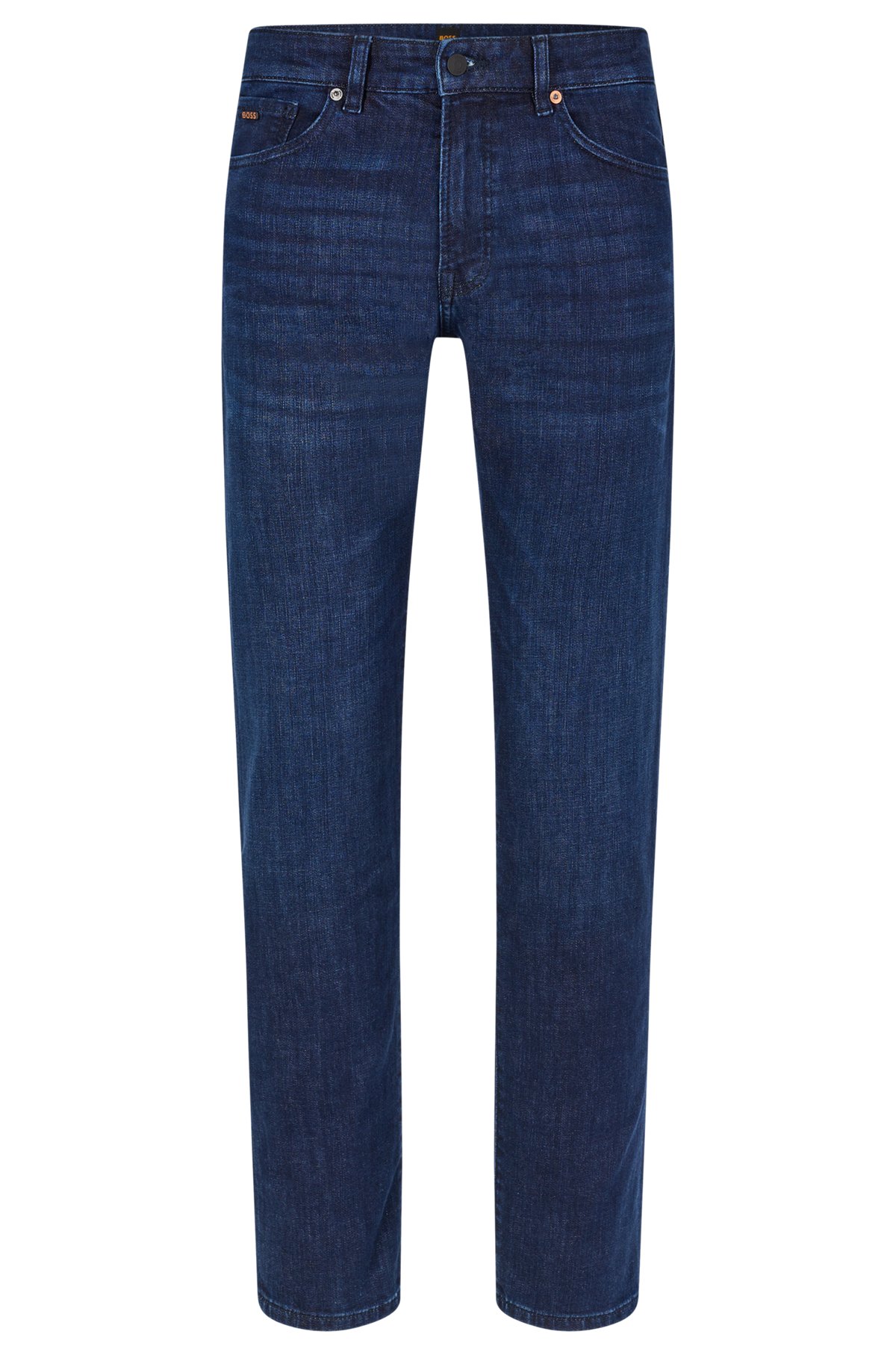Regular-Fit Jeans aus blauem Super-Stretch-Denim, Dunkelblau