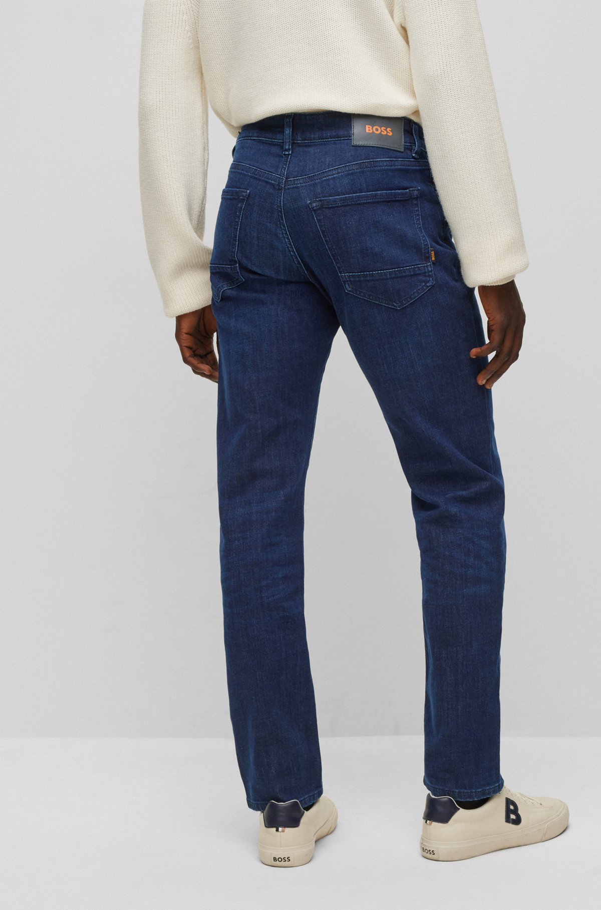 Regular-fit jeans in blue super-stretch denim, Dark Blue