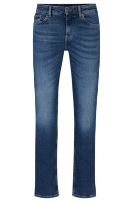 BOSS - Regular-fit jeans in dark-blue comfort-stretch denim