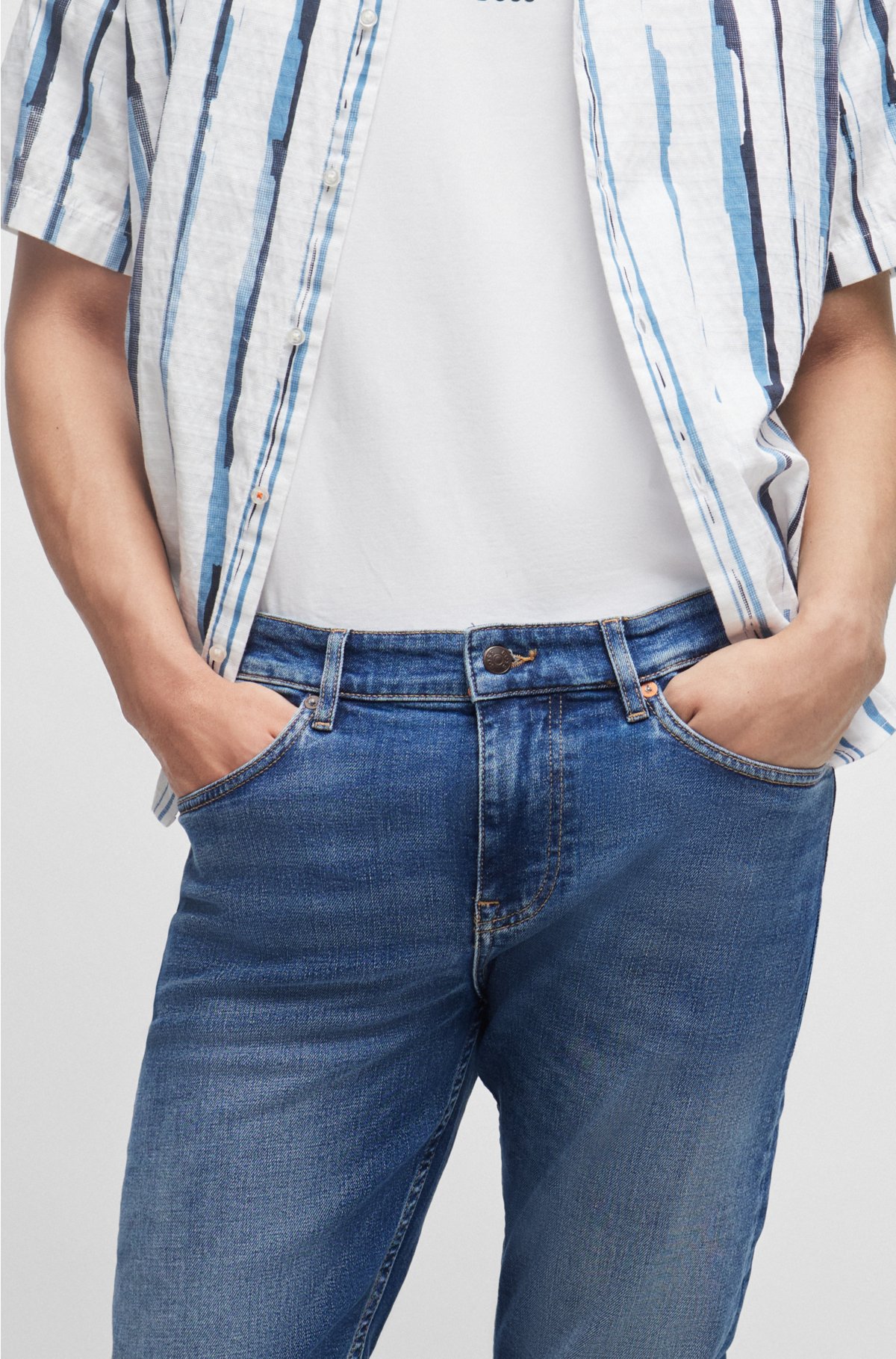 Slim-fit jeans in blue comfort-stretch denim, Blue