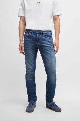 BOSS - Slim-fit jeans in blue comfort-stretch denim 