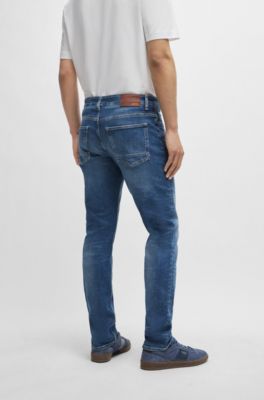 BOSS - Slim-fit jeans in blue comfort-stretch denim 