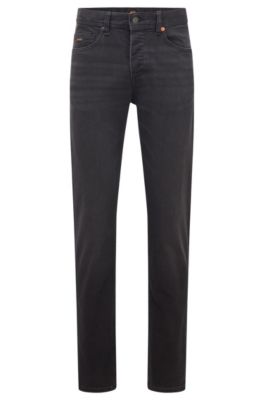 BOSS Tapered fit jeans in washed black super stretch denim