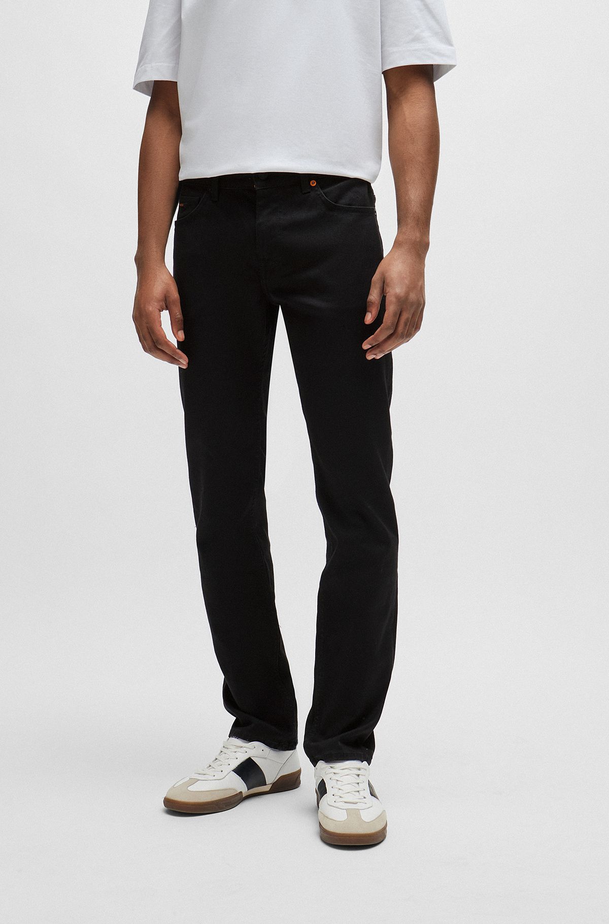 Schwarze Slim-Fit Jeans aus bequemem Stretch-Denim, Schwarz