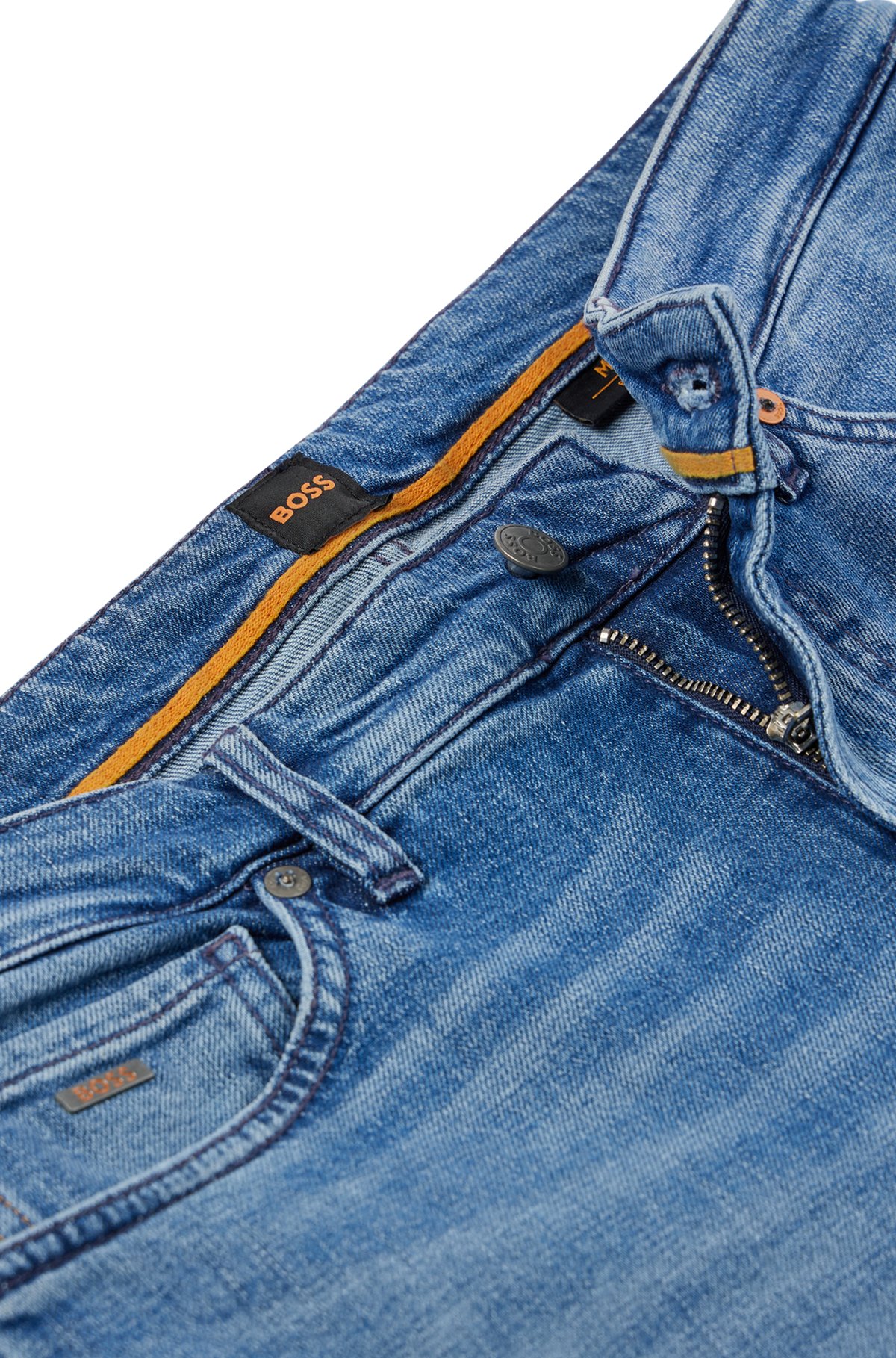 BOSS - Blaue Stretch-Denim Regular-Fit aus bequemem Jeans