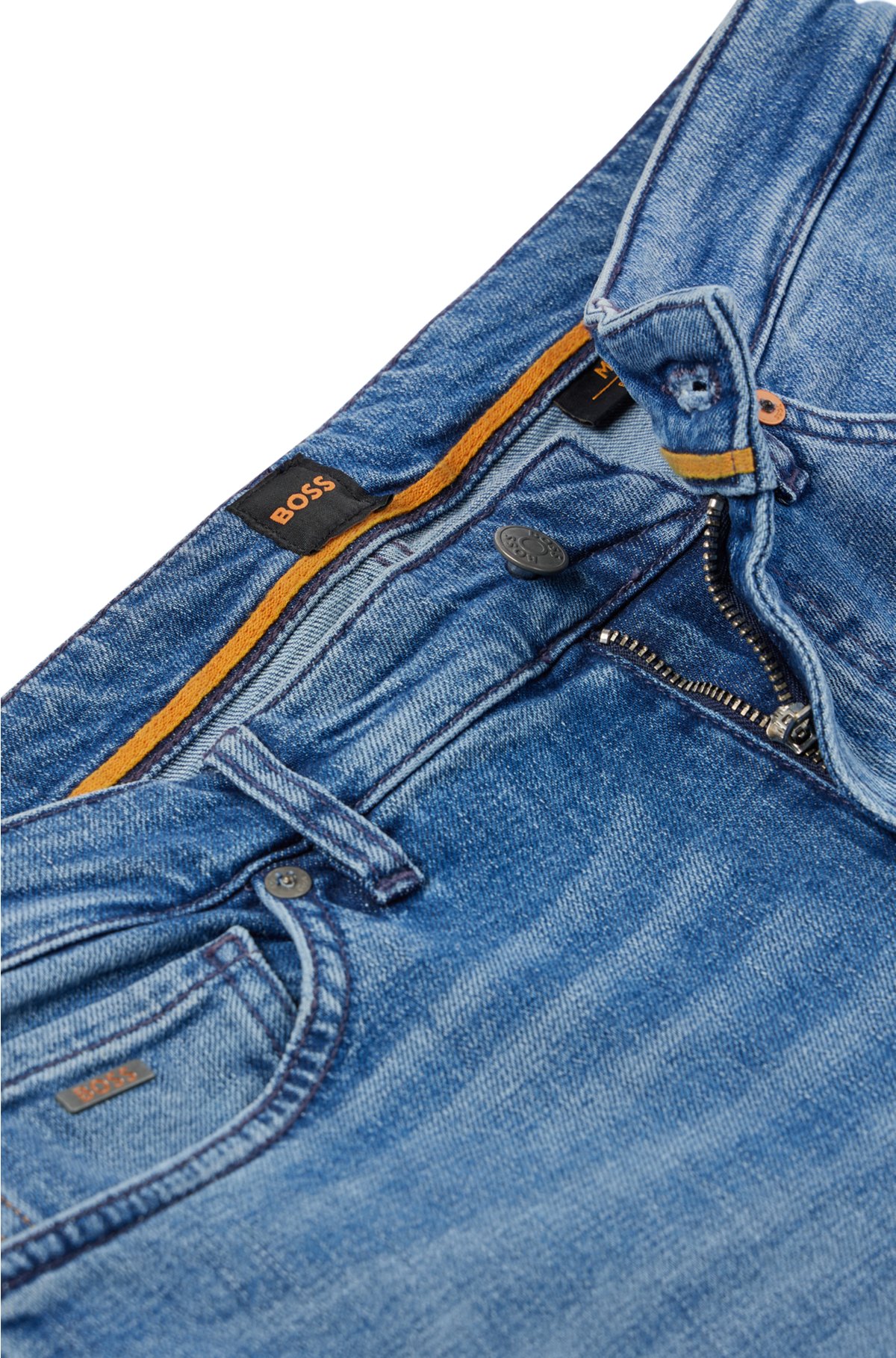 BOSS - Blaue Regular-Fit Jeans aus Stretch-Denim bequemem
