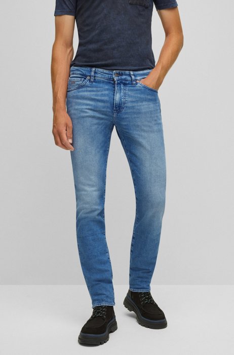 Regular-fit blauwe jeans van comfortabel stretchdenim, Blauw
