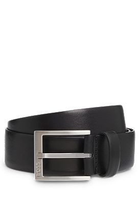 Italian-leather belt with silver-toned buckle