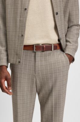 Italian-leather belt with silver-toned buckle, Brown