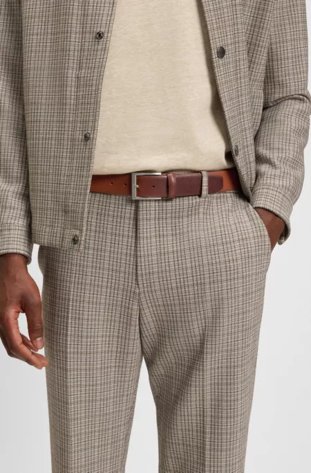 Italian-leather belt with silver-toned buckle