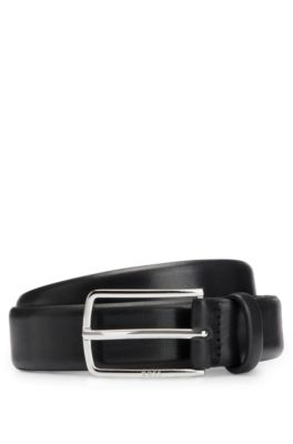 Hugo Boss Pin-buckle Belt In Vegetable-tanned Leather In Black