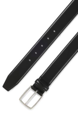 BOSS - Italian-made polished-leather belt with stitching detail 