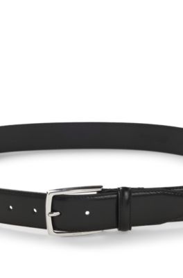 BOSS - Italian-made polished-leather belt with stitching detail 