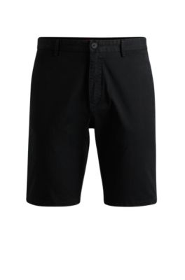 Hugo Slim-fit Chino Shorts In Stretch-cotton Gabardine In Black
