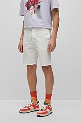 Slim-fit chino shorts in stretch-cotton gabardine, White