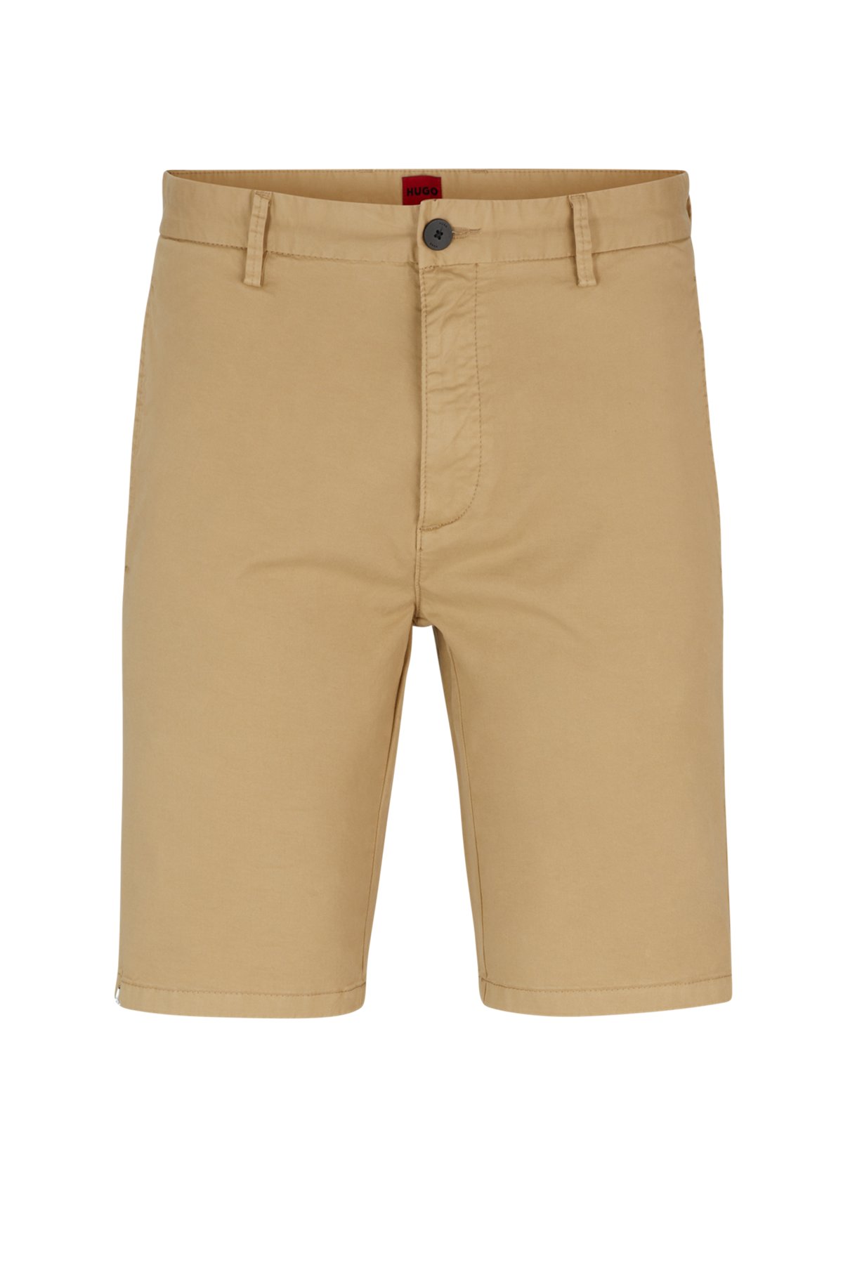 Slim-fit chino shorts in stretch-cotton gabardine, Beige