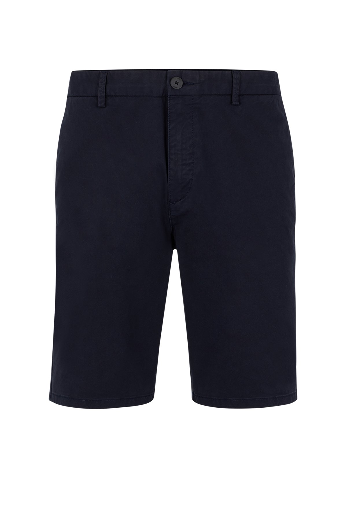 Slim-Fit Chino-Shorts aus elastischer Baumwoll-Gabardine, Dunkelblau