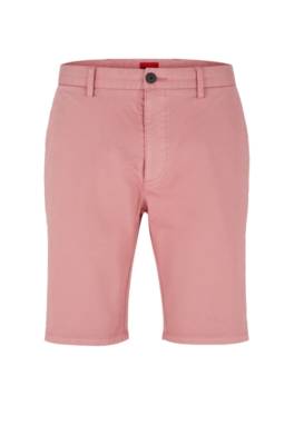 Hugo Slim-fit Chino Shorts In Stretch-cotton Gabardine In Pink
