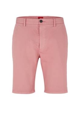 Hugo Boss Slim-fit Chino Shorts In Stretch-cotton Gabardine In Pink