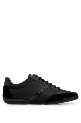 Hugo Boss Mixed-material Trainers With Suede And Faux Leather- Black ...